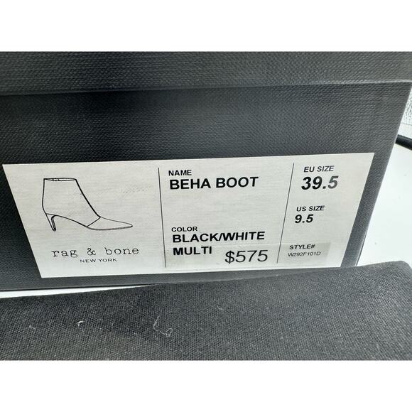 Rag  & Bone Beha Bone Black White Snakeskin Women's Size 9.5 NWB - Picture 11 of 11